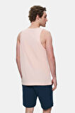 PEBBLE Toz Pembe Sıfır Kol Baskılı Oversize  Erkek Tshirt