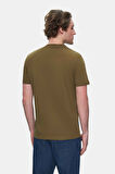 HARPER Koyu Haki Bisiklet Yaka Nakışlı Standard Fit Erkek Tshirt