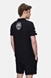 RUSSEL Siyah Polo Yaka baskılı Standard Fit Erkek Tshirt