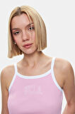 PALMER Açık Pembe Askılı Nakışlı Standard Fit Kadın Crop
