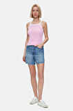 PALMER Açık Pembe Askılı Nakışlı Standard Fit Kadın Crop