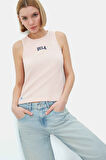 SALINAS Toz Pembe Sıfır Kol Nakışlı Standard Fit Kadın Tshirt