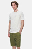 CALEB Kemik Rengi Bisiklet Yaka Cepli Standard Fit Erkek Tshirt