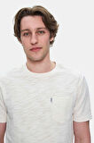 CALEB Kemik Rengi Bisiklet Yaka Cepli Standard Fit Erkek Tshirt