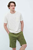 CALEB Kemik Rengi Bisiklet Yaka Cepli Standard Fit Erkek Tshirt