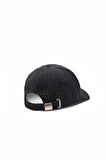 LOGAN Siyah Baseball Cap Ekoseli Kaşe Nakışlı ve Metal Tokalı Standard Fit Unisex Şapka