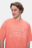 WEBSTER Sıcak Pembe Bisiklet Yaka Baskılı Oversize Erkek Tshirt