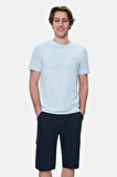 CULVER Gök Mavi Bisiklet Yaka Baskılı Standard Fit Erkek Tshirt
