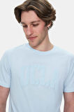 CULVER Gök Mavi Bisiklet Yaka Baskılı Standard Fit Erkek Tshirt