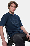 ROCHESTER Lacivert Bisiklet Yaka Baskılı Standard Fit Erkek Tshirt
