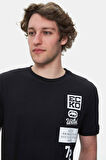 TOMLINSON Siyah Bisiklet Yaka Baskılı Standard Fit Erkek Tshirt