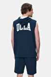 HEWITT Lacivert Nakışlı Sıfır Kol Sweatshırt  Oversize  Erkek Sweatshirt