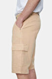 BLEWIN Camel Kargo Cepli Gabardin Nakışlı Standard Fit Erkek Şort