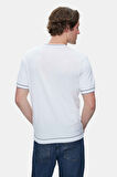 FARED Beyaz Bisiklet Yaka Triko Nakışlı Standard Fit Erkek Tshirt