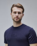 CANARY Lacivert Bisiklet Yaka Gofre Baskılı Standard Fit Erkek Tshirt