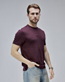 CANARY Bordo Bisiklet Yaka Gofre Baskılı Standard Fit Erkek Tshirt