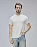CANARY Kemik Rengi Bisiklet Yaka Gofre Baskılı Standard Fit Erkek Tshirt