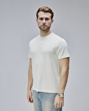 CANARY Kemik Rengi Bisiklet Yaka Gofre Baskılı Standard Fit Erkek Tshirt