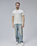 CANARY Kemik Rengi Bisiklet Yaka Gofre Baskılı Standard Fit Erkek Tshirt