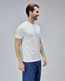 CANARY Beyaz Bisiklet Yaka Gofre Baskılı Standard Fit Erkek Tshirt