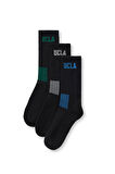 Ucla LUKE 3'lü Siyah ve Karışık Uzun jakarlı Standard Fit Unisex Çorap