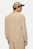 MACHADO Koyu Bej Bisiklet Yaka Gofre Baskı Standard Fit Erkek Sweatshirt