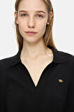 IRENE Siyah Polo Yaka Triko Metal Logololu Standard Fit Kadın Triko