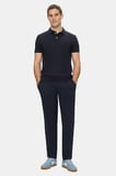 OSCAR Lacivert Polo Yaka Gofre Baskılı Yumuşak Dokulu Modal Kumaş Standard Fit Erkek Tshirt