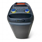 Rose SP-414 Şarjlı Telsiz Mikrofonlu Bluetooth Tekerlekli Taşınabilir Işıklı Hoparlör