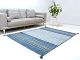 Trb-01 Iskandinav Pamuk Kilim El Dokuma Açık Mavi