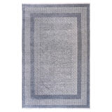 Nordi 11543-J Çerçeve Desenli Yıkanabilir Mavi Salon Mutfak Yolluk Dokuma Modern Halı