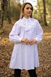 Kadın Fular Yaka Dantel Detaylı Salaş Poplin Tunik 4063/90