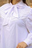 Kadın Fular Yaka Dantel Detaylı Salaş Poplin Tunik 4063/90