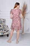 Kadın Yeni Sezon Büzgü Detaylı Çiçek Desenli Şifon Elbise 4316/95