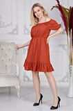 Kadın Beli Lastikli Tery Coton Elbise 4367/95