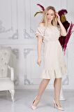 Kadın Beli Lastikli Tery Coton Elbise 4367/95
