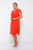 Kadın Kruvaze Yaka Midi Şifon Elbise 4449/110