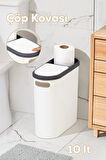 Porsima M-325 Çöp Kutusu Banyo Mutfak Çöp Kovası Kapaklı Banyo Çöp Kovası 10LT