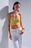 İp Askılı Sarı Crop Top