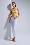 İp Askılı Sarı Crop Top