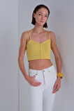 İp Askılı Sarı Crop Top