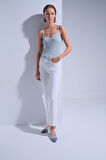 Sim Detaylı Mavi Crop Top