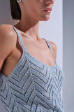 Sim Detaylı Mavi Crop Top