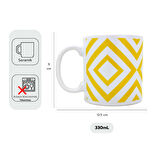 Sarı Elmas Desen Seramik Kupa Bardak