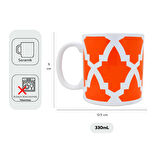 Turuncu Geometrik Desen Seramik Kupa Bardak