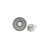 Evaliza Crown Platin Double 12 Parça 6 Kişilik Porselen Kahve Fincan Takımı 130 ml