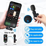 Lightning Aparatlı iPhone Uyumlu Youtuber iNfluencer Kablosuz Wireless Bluetooth Yaka Mikrofonu