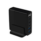 X-Level ChargerDockPro Usb-C Usb-A GaN Charger 2.5A 140W Led Ekranlı Siyah Şarj Ünitesi