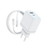 Woyax by Deji Gan 45W Type-C PD ve USB Süper Hızlı Şarj Aleti, 1.2M 60W-2A Type-C Şarj Kablosu