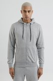 Airlife Sportswear Erkek Kapüşonlu ve Tam Boy Fermuarlı Sweatshirt Gri